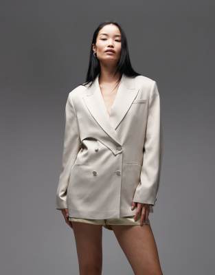 Asos Design Tailored Deconstructed Satin Blazer-white