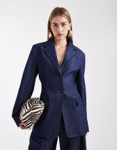 ASOS DESIGN tailored nipped waist blazer with cutaway hem in pink