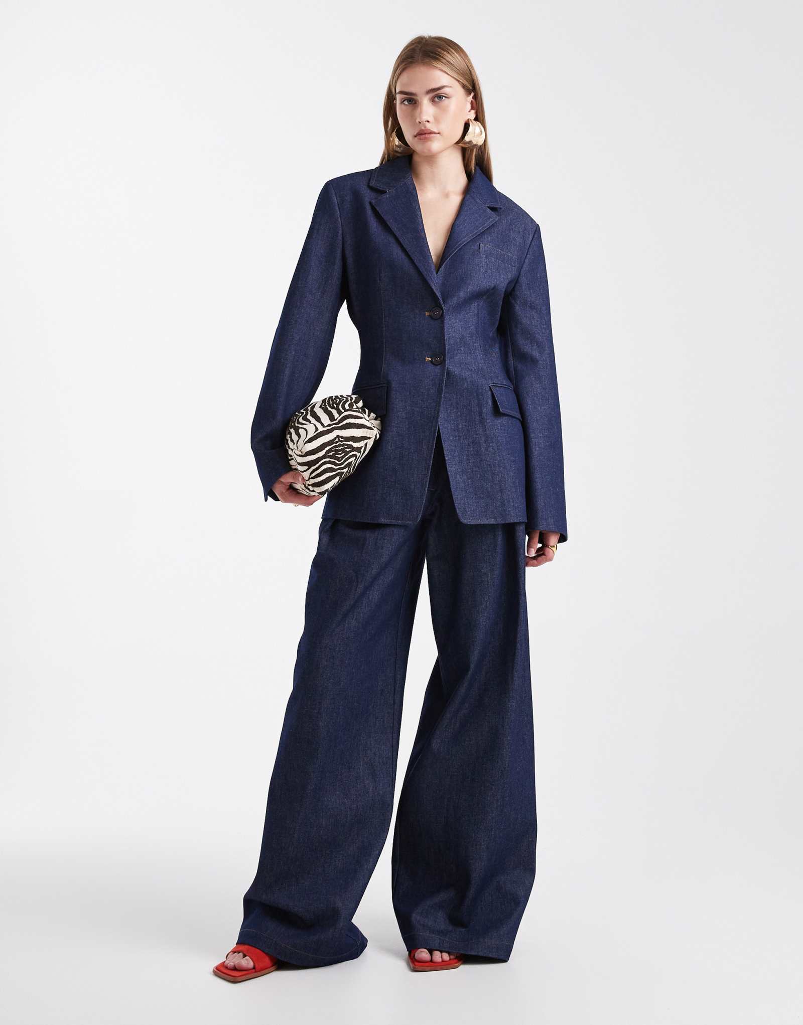 Широкие джинсовые брюки цвета индиго от ASOS DESIGN, сшитые на заказ - часть комплекта