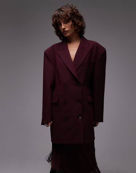 ASOS DESIGN tailored double breasted blazer dress in plum - view 1