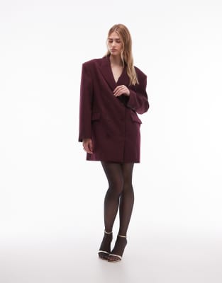 Asos Design Tailored Double Breasted Blazer Dress In Purple
