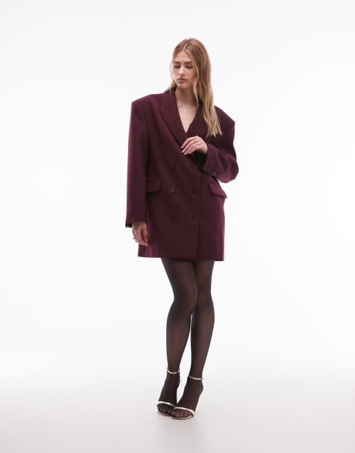 ASOS DESIGN tailored double breasted blazer dress in plum