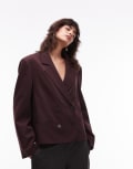 [ASOS DESIGN] ASOS DESIGN tailored double breasted boxy blazer in plum-Purple S Plum