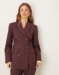 [ASOS DESIGN] ASOS DESIGN tailored double breasted relaxed blazer suit in brown 8 brown