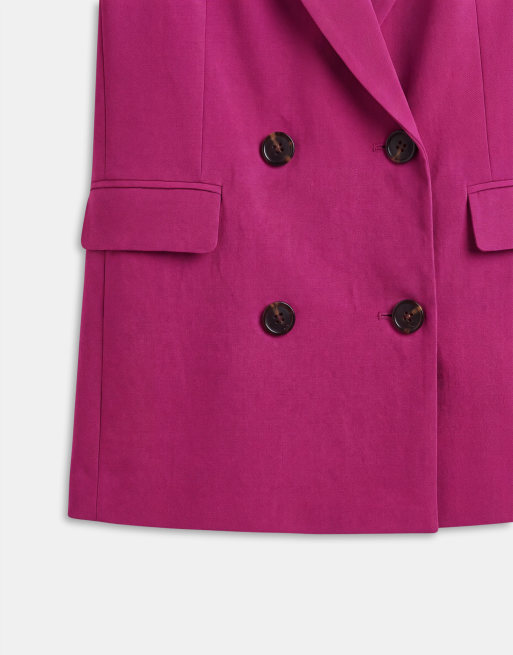 ASOS DESIGN Tailored double breasted soft suit blazer in purple, 8 of 9