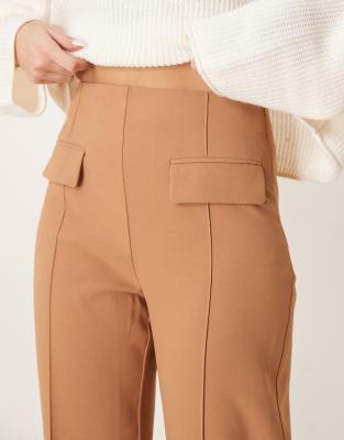 Asos Design Tailored Double Pocket Straight Leg Pants With Pleat Detail In Brown