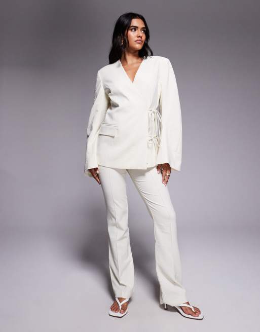 ASOS DESIGN tailored double tie side blazer co-ord in buttermilk, 2 of 4