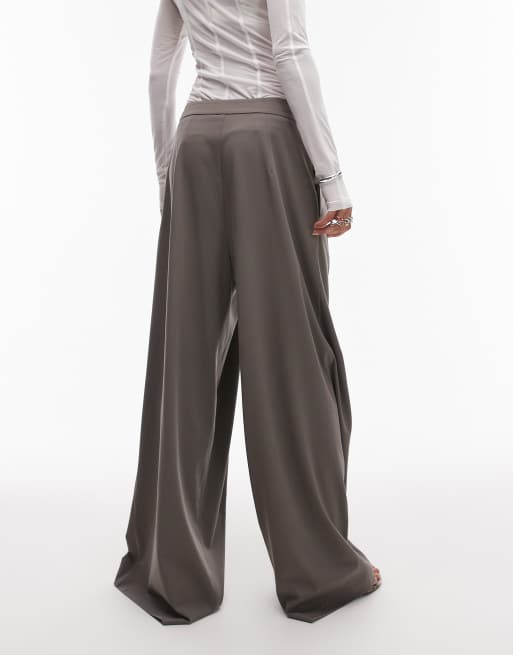 ASOS DESIGN tailored drape mansy wide leg pants in olive