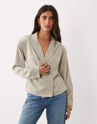 Asos Design Tailored Draped Lapel Military Pirate Shirt In Green