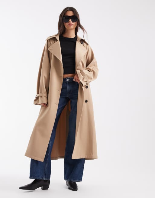 ASOS DESIGN Tailored draped oversized mac in sand, 2 of 4