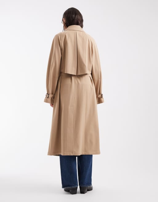 ASOS DESIGN Tailored draped oversized mac in sand, 4 of 4