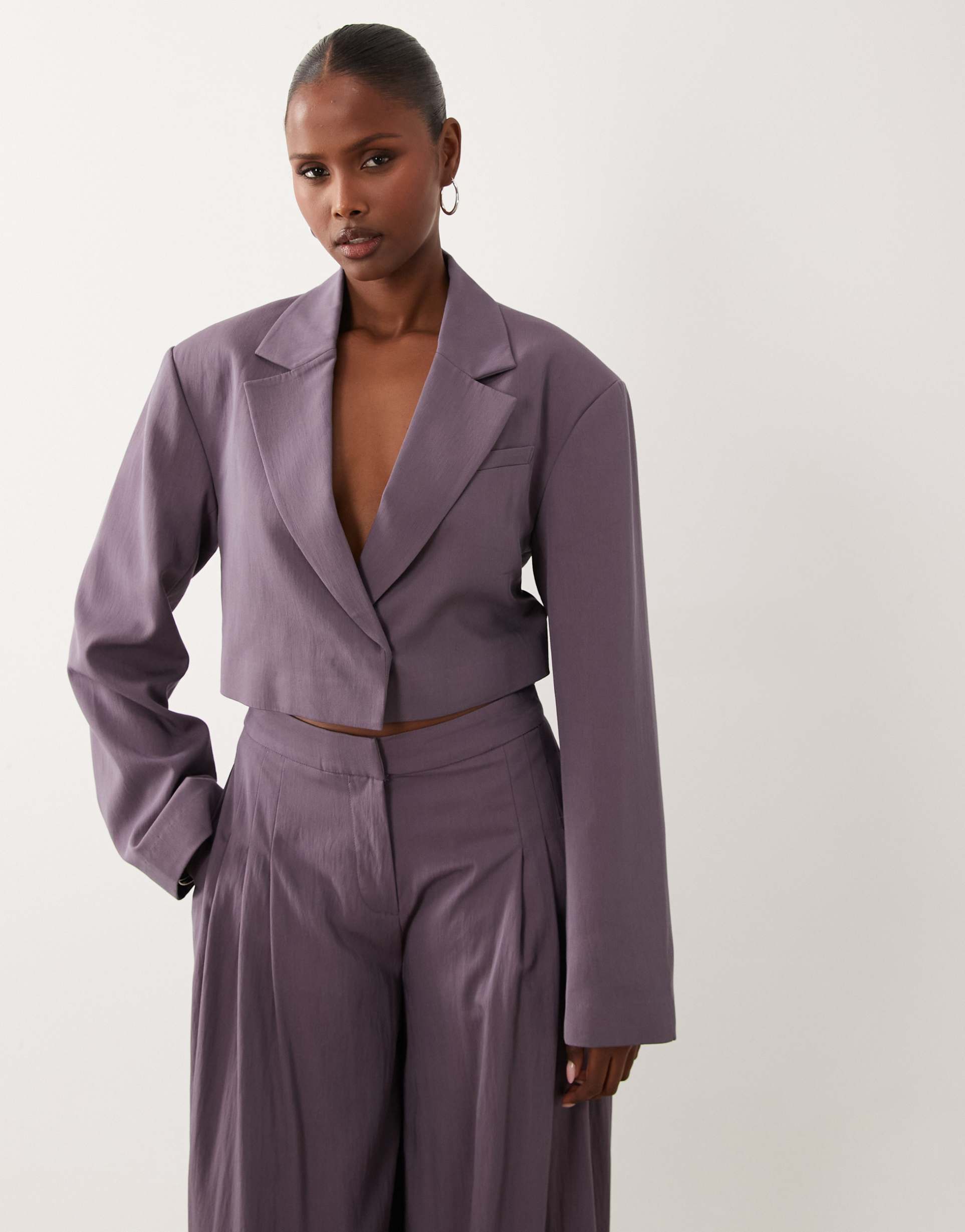 asos design tailored draped tie waist blazer in mauve - part of a set