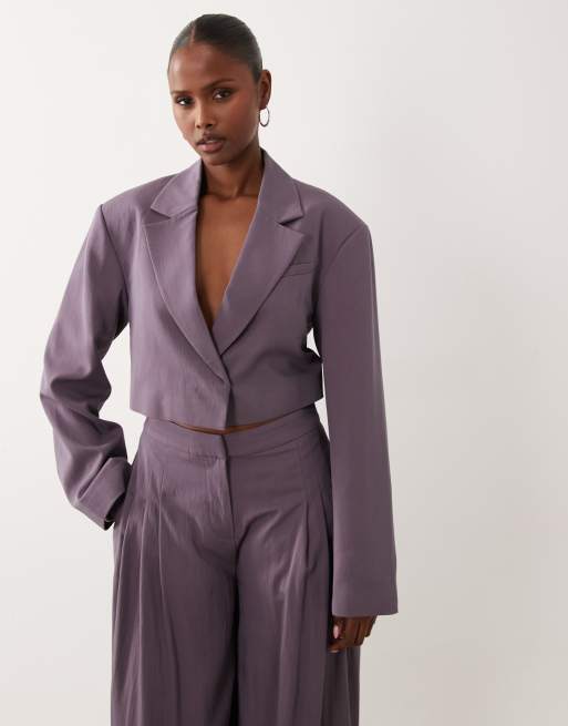 ASOS DESIGN Tailored draped tie waist blazer in mauve - part of a set, 2 of 5