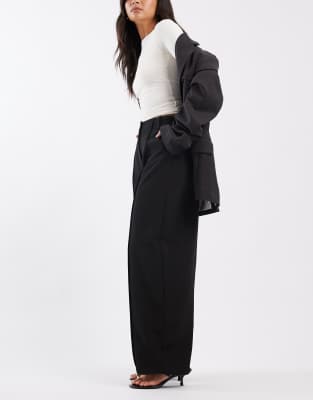 Asos Design Tailored Extreme Cocoon Pintuck Pants In Black