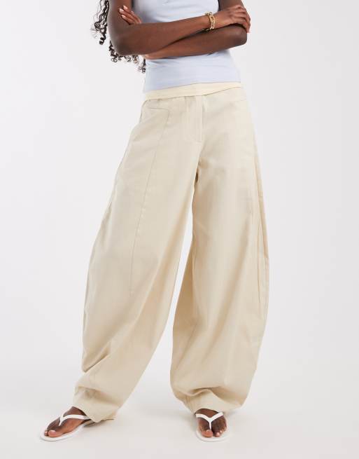 ASOS DESIGN Tailored extreme taper barrel pants in stone, 2 of 5