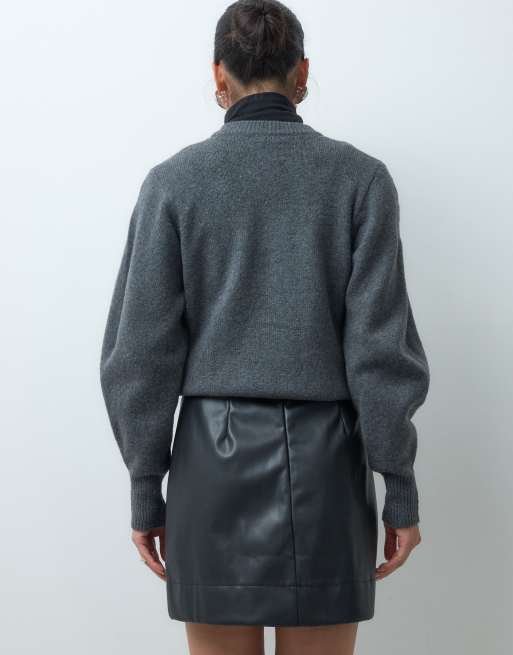 ASOS DESIGN Tailored faux leather mini pelmet skirt with split in black, 5 of 5