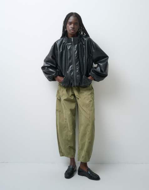 ASOS DESIGN Tailored faux leather track jacket in black - view 1