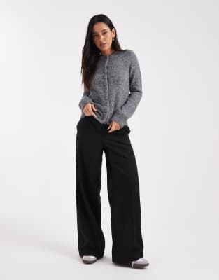 Asos Design Tailored Fit Self-covered Buttons Cardigan In Gray