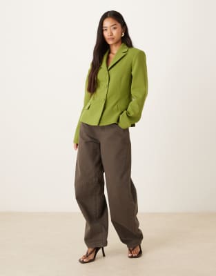 Asos Design Tailored Fitted Blazer In Green