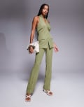 [ASOS DESIGN] ASOS DESIGN tailored flare pants in olive (part of a set)-Green 12 Olive