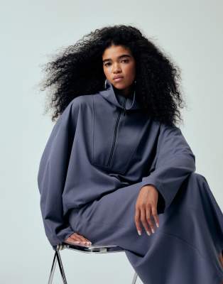 Asos Design Tailored Funnel Neck Jacket In Blue