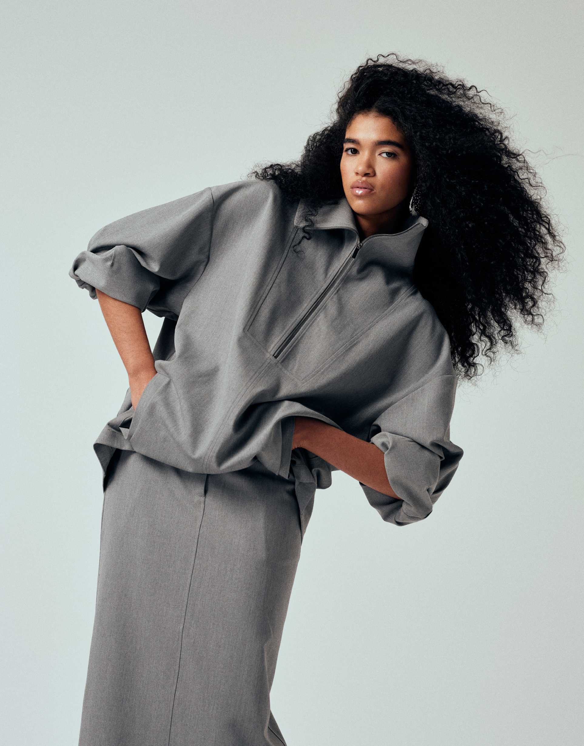 asos design tailored funnel neck jacket in gray - part of a set