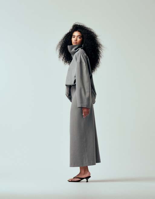 ASOS DESIGN tailored funnel neck jacket in grey co ord, 4 of 4