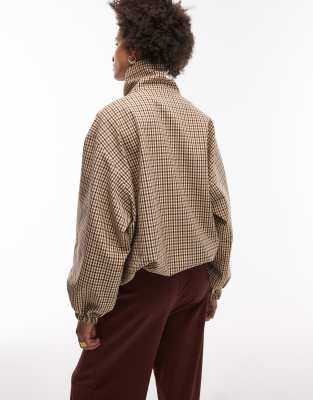 ASOS DESIGN tailored funnel neck jacket in micro plaid | ASOS