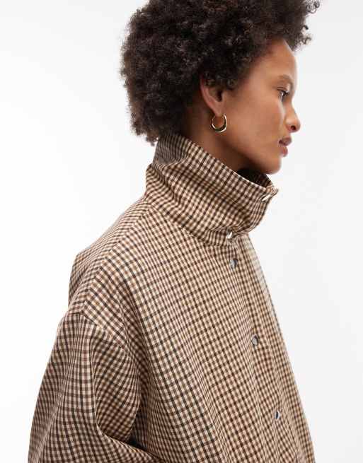 ASOS DESIGN tailored funnel neck jacket in micro plaid