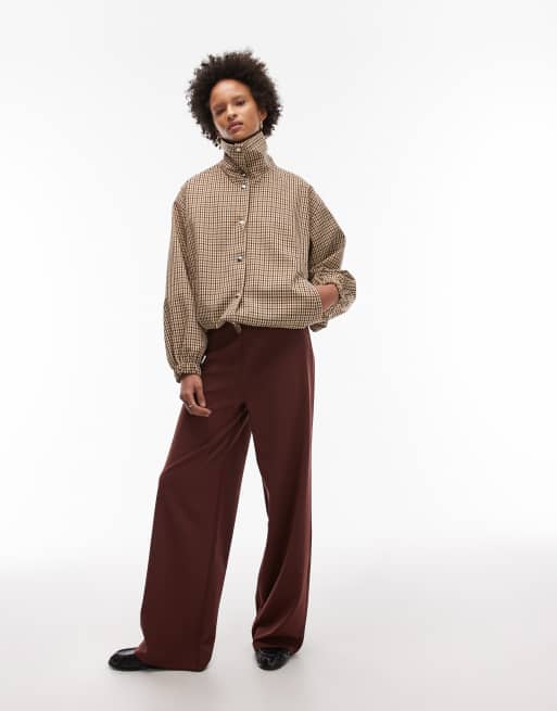 ASOS DESIGN tailored funnel neck jacket in micro plaid