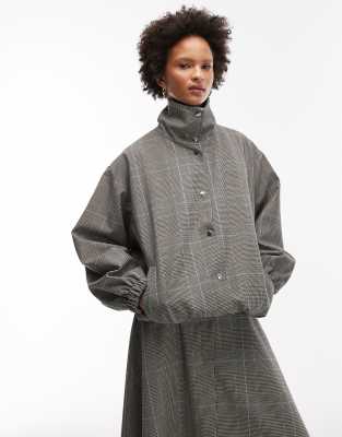 Asos Design Tailored Funnel Neck Jacket In Gray