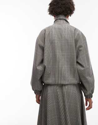 Asos Design Tailored Funnel Neck Jacket In Gray