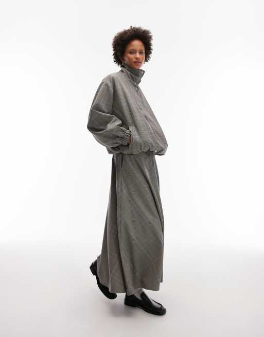 ASOS DESIGN tailored funnel neck jacket in mixed plaid