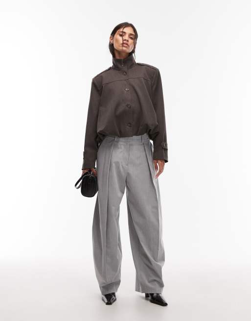 ASOS DESIGN - Veste habillée à col cheminée et patte - Chocolat