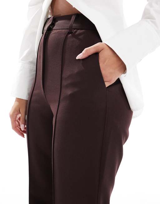 ASOS DESIGN tailored godet flare pants in chocolate brown