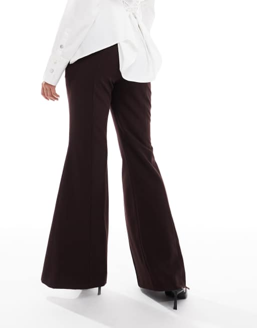ASOS DESIGN tailored godet flare pants in chocolate brown, 3 of 5