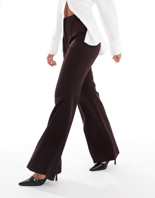 ASOS DESIGN tailored godet flare pants in chocolate brown