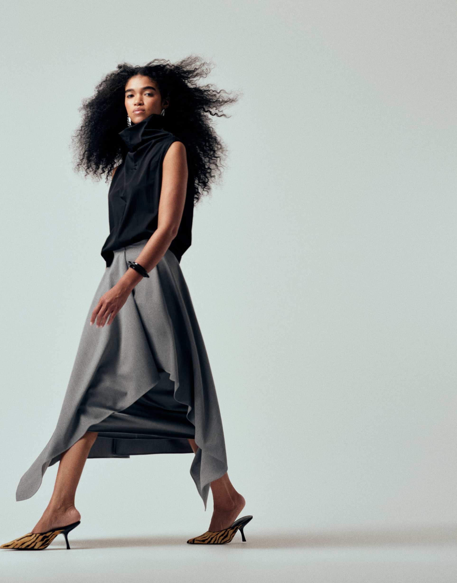 asos design tailored handkerchief hem maxi skirt in heather gray