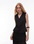 [ASOS DESIGN] ASOS DESIGN tailored high break point waistcoat in black (Part of a set) 12 Black