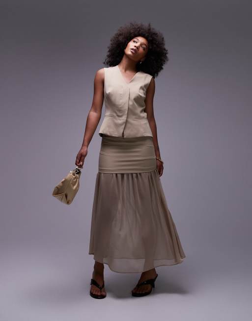 ASOS DESIGN tailored high break point waistcoat in stone (Part of a set), 4 of 4