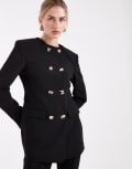 [ASOS DESIGN] ASOS DESIGN tailored high neck blazer suit with mixed buttons in black 16 black