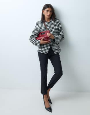 Asos Design Tailored High Neck Blazer With Silver Buttons In Black