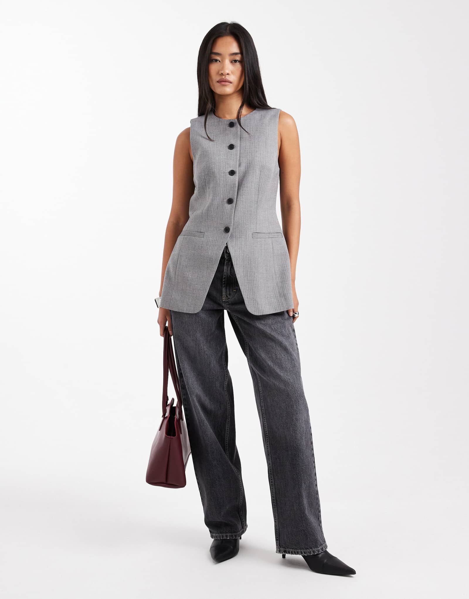 Облегающий жилет ASOS DESIGN с высоким воротом на бедрах в монотонную 