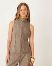 Topshop cupro draped halter top in fig