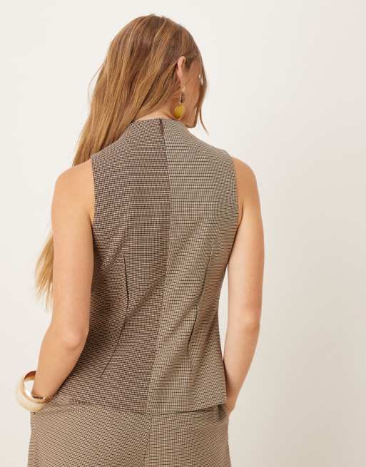 ASOS DESIGN tailored high neck top in mixed plaid - part of a set, 4 of 4