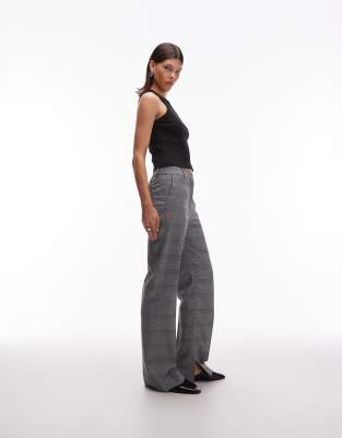 ASOS DESIGN ASOS DESIGN tailored high rise relaxed straight leg suit trousers in mono check-Multi