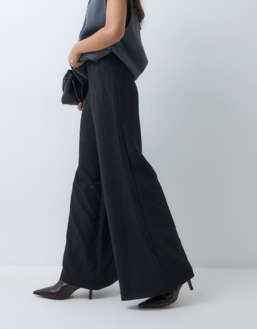 ASOS DESIGN tailored high waist corset detail palazzo pants in black, 2 of 5