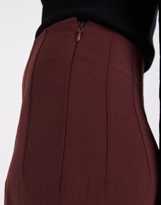 ASOS DESIGN Tailored high waist corset detail palazzo pants in chocolate, 5 of 5