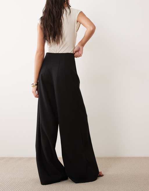 ASOS DESIGN tailored high waist corset detail palazzo trousers co-ord in black, 3 of 5