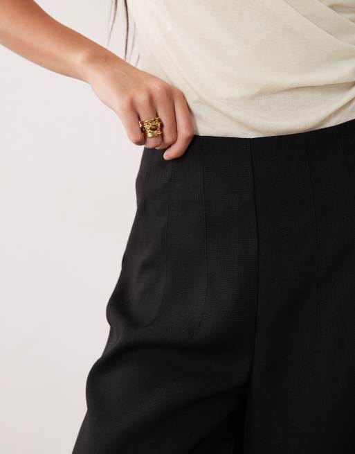 ASOS DESIGN tailored high waist corset detail palazzo trousers co-ord in black, 4 of 5